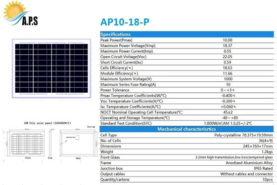 High-Efficiency 36cells Poly Crystalline 5W,10W,15W Solar Panel Home System Solar Power System