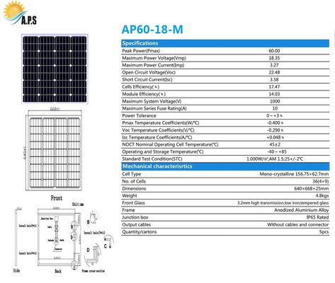Mono-Crystalline 36cells 60W,65W,70,80W 18V For Home And Garden Light Street Light Solar System