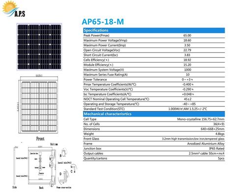 Mono-Crystalline 36cells 60W,65W,70,80W 18V For Home And Garden Light Street Light Solar System