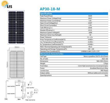 High Efficiency A Garde Mono 36cells 20W,30W 18V Mini PV Solar Panel Solar Kit  For Home System Use