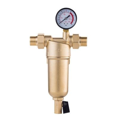Automatic Water Purifier,Pre-Filter 40micron Stainless Steel Mesh Copper Cover Whole House Pre-Filter With Gauge