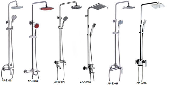 Double/Single Handle Shower Set With SUS304 Sliding Bar, Brass Faucet ,ABS Hand Shower, ABS Shower Head